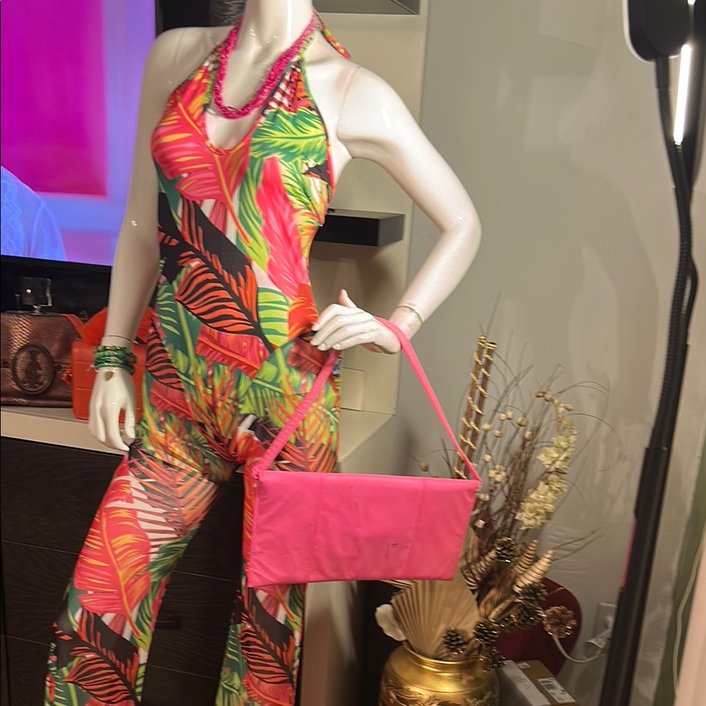 Tropical Print Halter Jumpsuit - Picture 6 of 10
